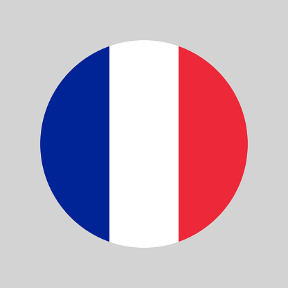 made in France, round with french national flag colors, simple circle vector icon