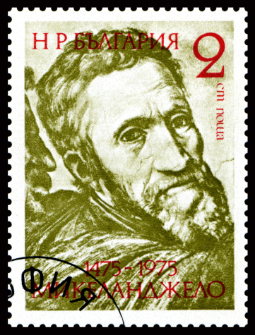 Postage stamp with the image Michelangelo Buonarroti