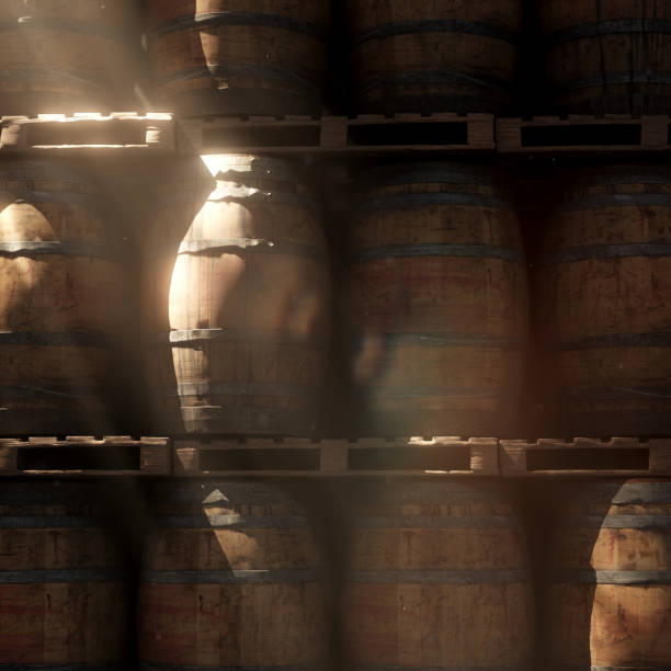 weinfass weinkeller sunray brauerei weinherstellung - wine barrel cellar sherry stock-fotos und bilder