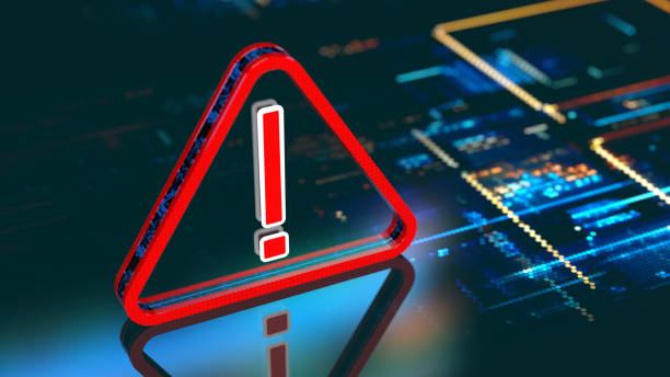 Malware Detected Warning Screen with abstract binary code 3d digital concept