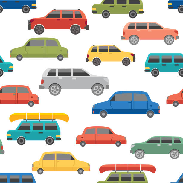 Cars Seamless Pattern - ilustração de arte vetorial