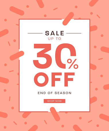 30 Percent Discount. End Of Season Sale Banner Template for social media, web and mobile apps