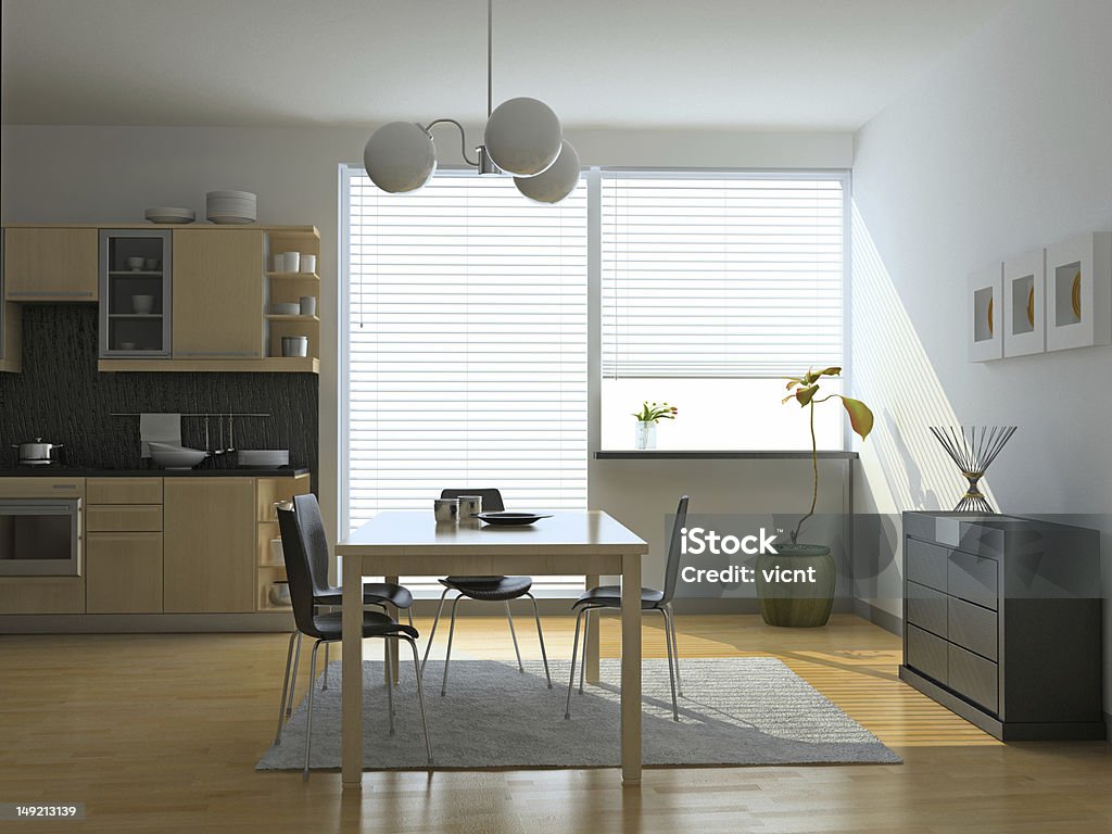Cozinha moderna interior - Royalty-free Carpete Foto de stock