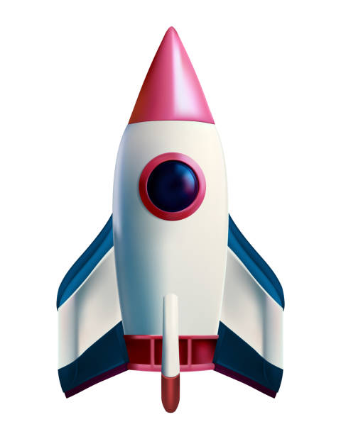 istock 3d cartoon style minimal spaceship rocket icon white background . Toy rocket upswing , for start up business and advertise. EPS 10 1492139579