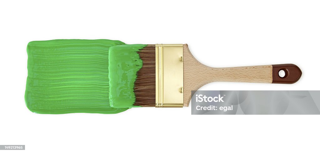 Pincel com tinta verde - Foto de stock de Cor Vibrante royalty-free