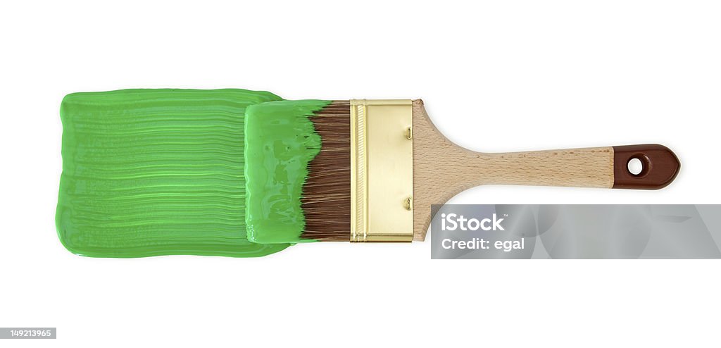 Кисть с зеленой краски - Стоковые фото Акриловая живопись роялти-фри