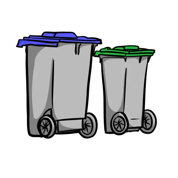 Vector illustration of City Garbage Cans Recycling Day