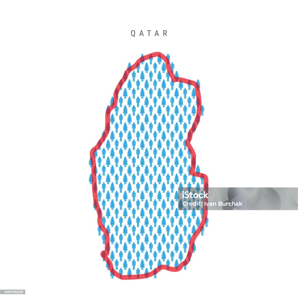 Qatari Population Qatar Population Map Stick Figures Qatari People Map Pattern Of Men And ...