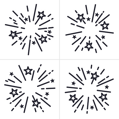 Starburst burst blast lines out excitement design element symbol icon collection.