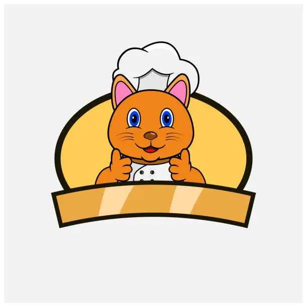 Vector illustration of Cute Cat Chef and Cooking Theme. Mascot, Character, Logo, label, And Icon.