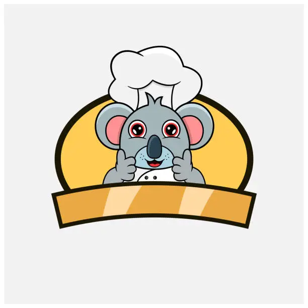 Vector illustration of Cute Koala Chef and Cooking Theme. Mascot, Character, Logo, label, And Icon.