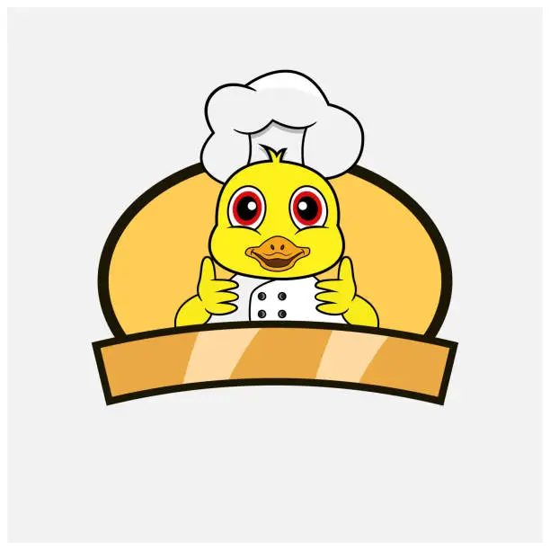 Vector illustration of Cute Duck Chef and Cooking Theme. Mascot, Character, Logo, label, And Icon.