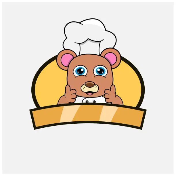 Vector illustration of Cute Bear Chef and Cooking Theme. Mascot, Character, Logo, label, And Icon.