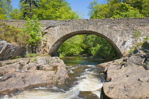 old stone arch bridge over rapids, Killin, Scotland