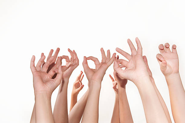 istock Hands up in OK sign on white background 149215765