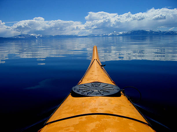 Orange kayak on Lake Tahoe