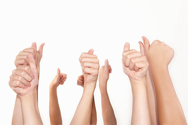 istock Thumbs up positive sign on white background 149215905