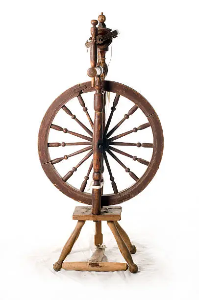 Antique wooden spinning-wheel
