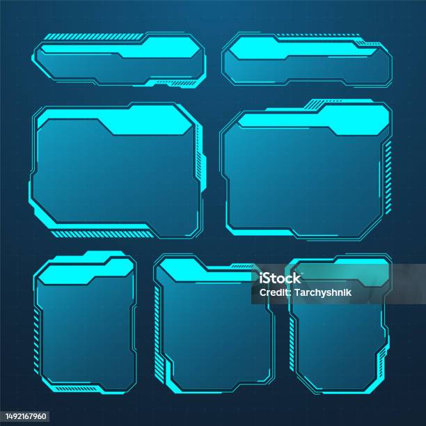 Blue Futuristic Hud Or Ui Elements Scifi User Interface Text Boxes ...