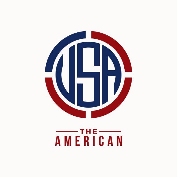 アメリカのラベルサインイラスト。米国の愛国的なシンボルベクター画像テンプレート。 - made in the usa sign retro revival label点のイラスト素材／クリップアート素材／マンガ素材／アイコン素材