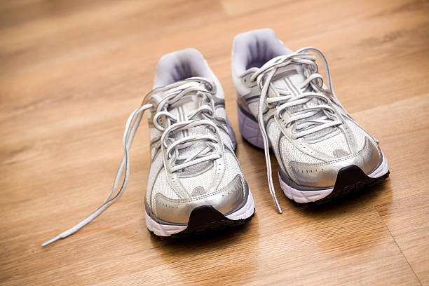 istock Running shoes after workout at gym 149217398