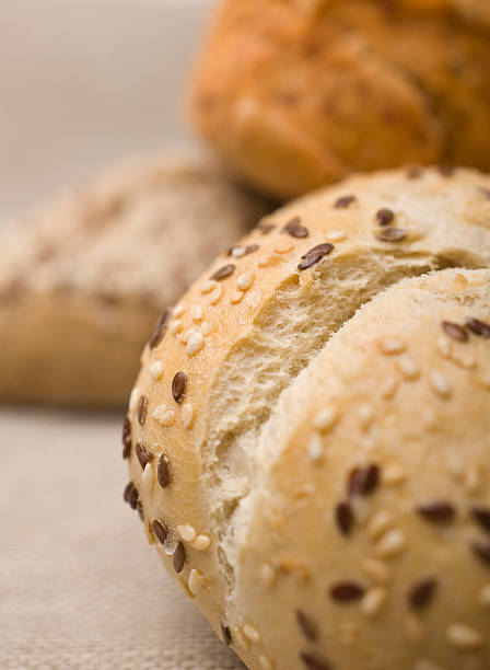 Fresh Bread Rolls with seeds stock photo