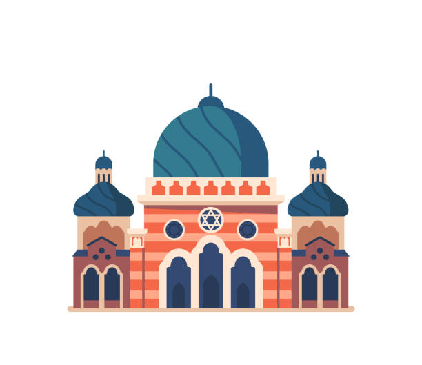 Mosque Religious Architecture. Place Of Worship For Muslims. Building with Minarets and Domes, Spiritual Communal Center Mosque Religious Architecture. Place Of Worship For Muslims. Building with Minarets and Domes, Spiritual And Communal Center For Prayer, Reflection, Religious Gatherings. Cartoon Vector Illustration oman cartoon stock illustrations