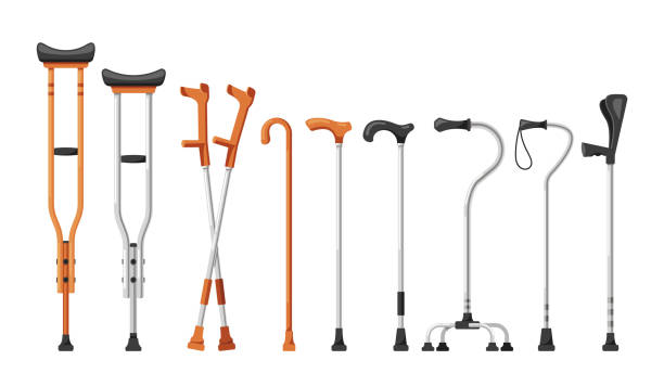 istock Mobility Aids For Assistance. Set Of Crutches And Walking Canes, Providing Support And Stability, Helping Individuals 1492183733