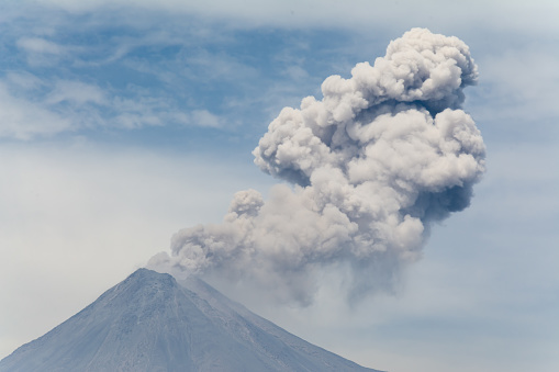 Eruption of the Colima Volcano, Mexico.