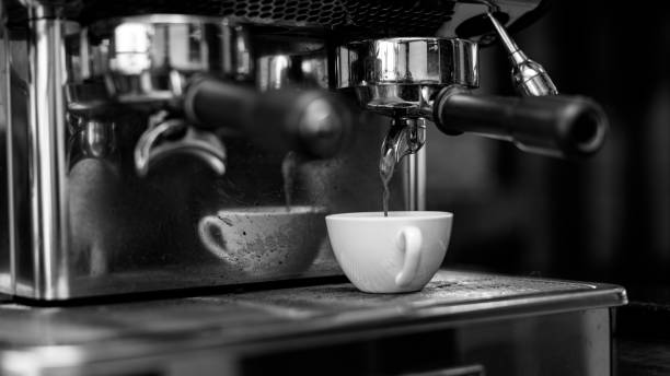 istock Coffee machine Cafe restaurant Black and white. 1492183832