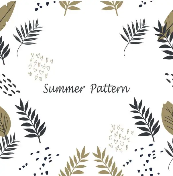 Vector illustration of Hand drawn summer tropical pattern