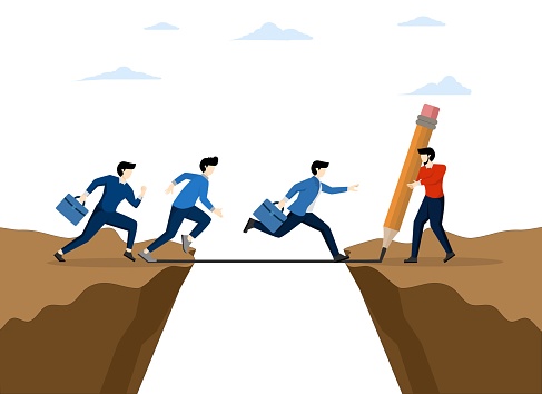 leadership solutions to overcome obstacles, Support or assist employees to progress and achieve business targets, entrepreneurial managers draw the line as a bridge to help team members pass gaps.