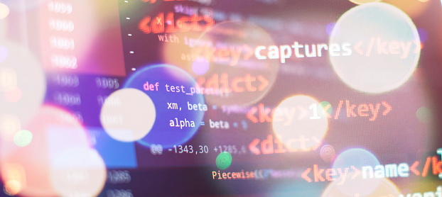 Programmer Working On Javascript Computer Code With Virtual Screen ...