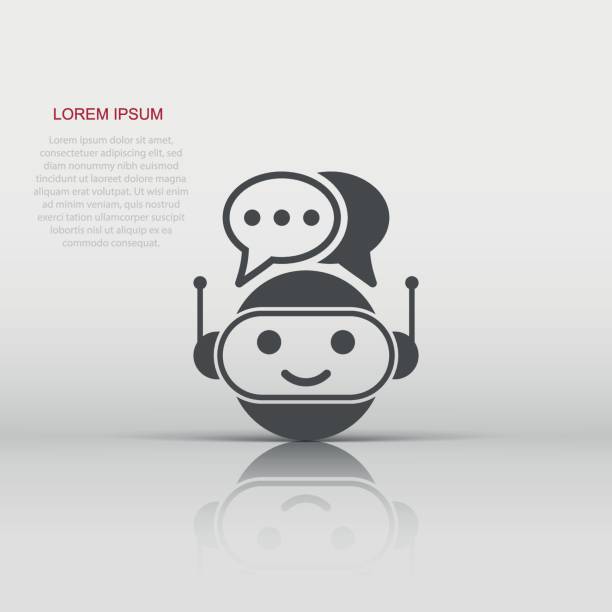 cute robot chatbot icon in flat style. bot operator vector illustration on white isolated background. smart chatbot character business concept. - chat gpt stock illustrations