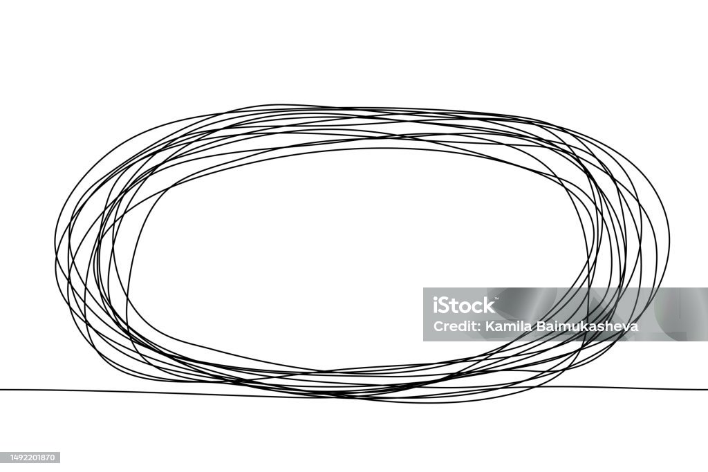 Full Rounded Edge Line Drawing Rounded Rectangular Frame One Continuous Line Drawing Black Layered ...