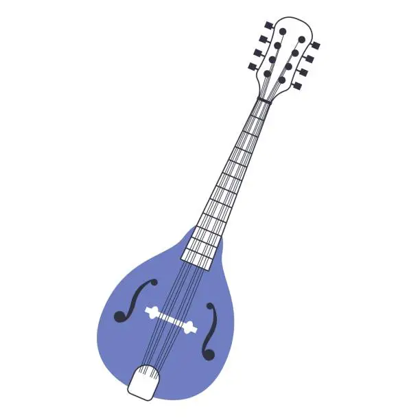 Vector illustration of Mandolin.Italian stringed musical instrument of the Middle Ages.