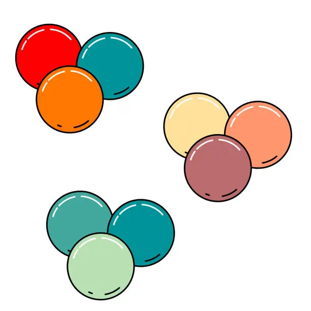 Vector illustration of set of chewing gum balls. vector illustrator. vibrant colors, pastel colors.