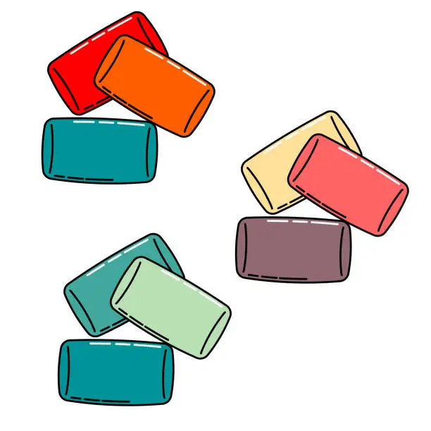 Vector illustration of set of Chewing gum. vector illustrator. vibrant colors, pastel colors.