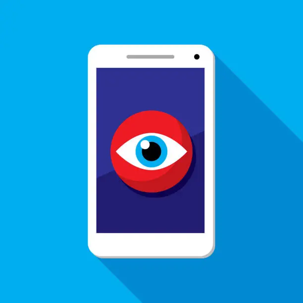 Vector illustration of Eyeball Smartphone Icon Flat