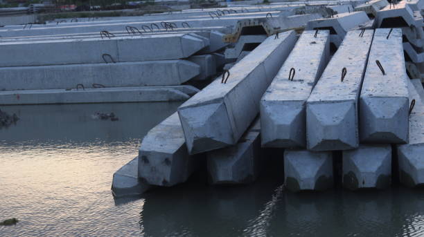 istock A group of concrete blocks are on the water 1492211776