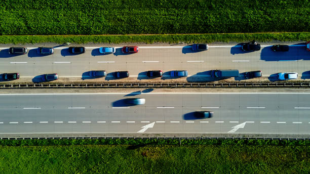 istock Traffic jam on highway A4 in Poland, aerial view 1492213645