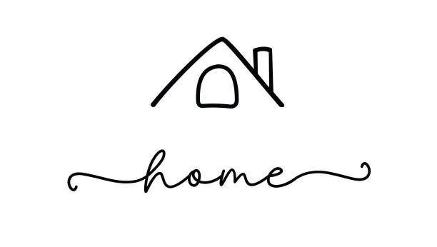 ilustraciones, imágenes clip art, dibujos animados e iconos de stock de hogar. tipografía caligrafía escritura texto. - interior de la casa