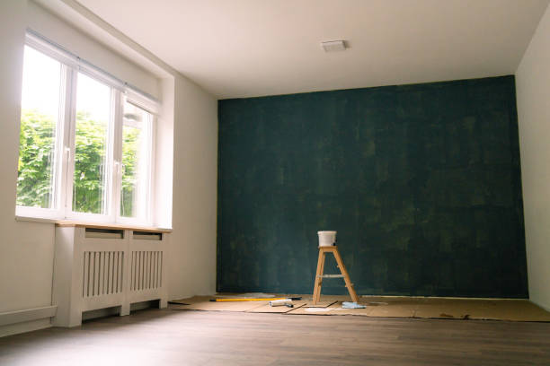 istock New apartment with a dark blue painted wall 1492217871