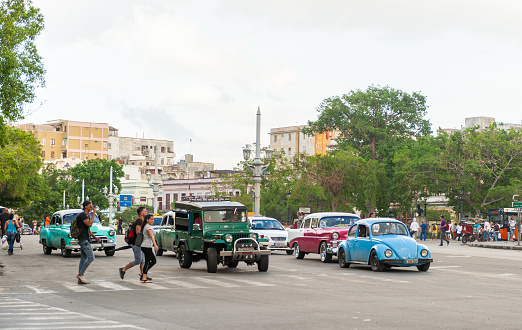 Havana, Cuba - October 20, 2017: Havana Old Town and Traffic