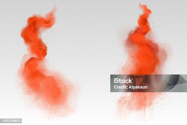 Red Dust Pattern Background Realistic Set Of Red Dust Clouds On Transparent Stock Illustration ...