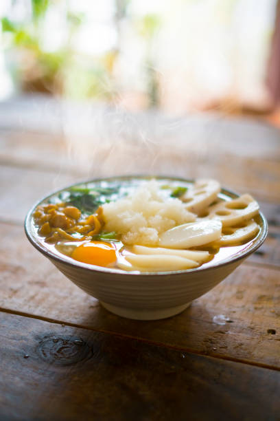 Udon noodles with grated radish.