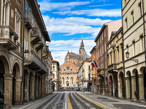 Cityscape of Padua, Italy, with St. Anthony’s church in the background.