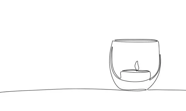 Vector illustration of Candle in glass.