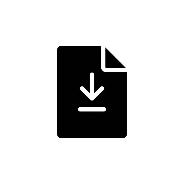 Vector illustration of Download File Solid Icon. Design is Suitable for Web Page, Mobile App, UI, UX and GUI design.