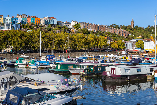 Honfleur city in Normandie or Normandy in France. In Calvados department on the southern bank of the estuary of the Seine with beautiful old port with slate-covered facades